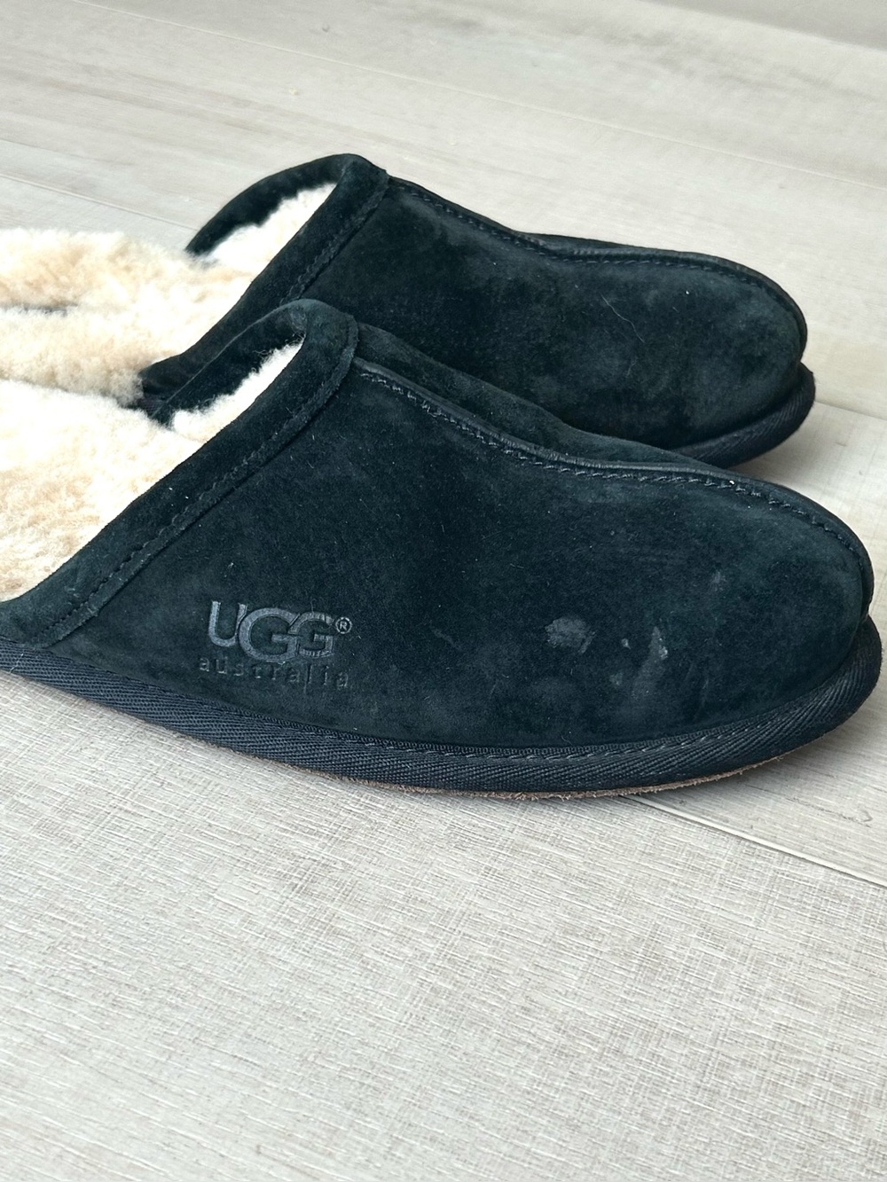 UGG black suede slippers 10